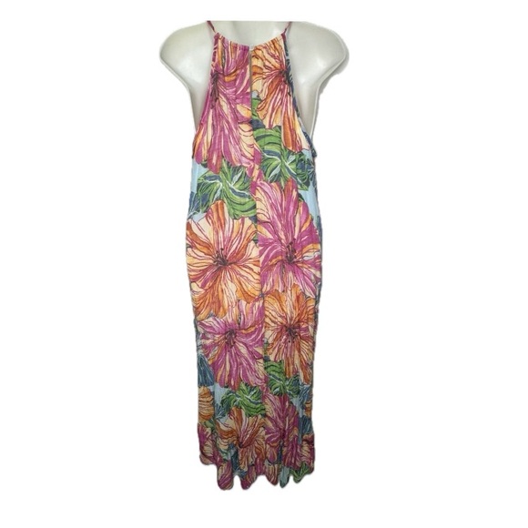 mlle gabriella Pink Floral Halter Maxi Dress Sz M Bin P - Picture 3 of 12